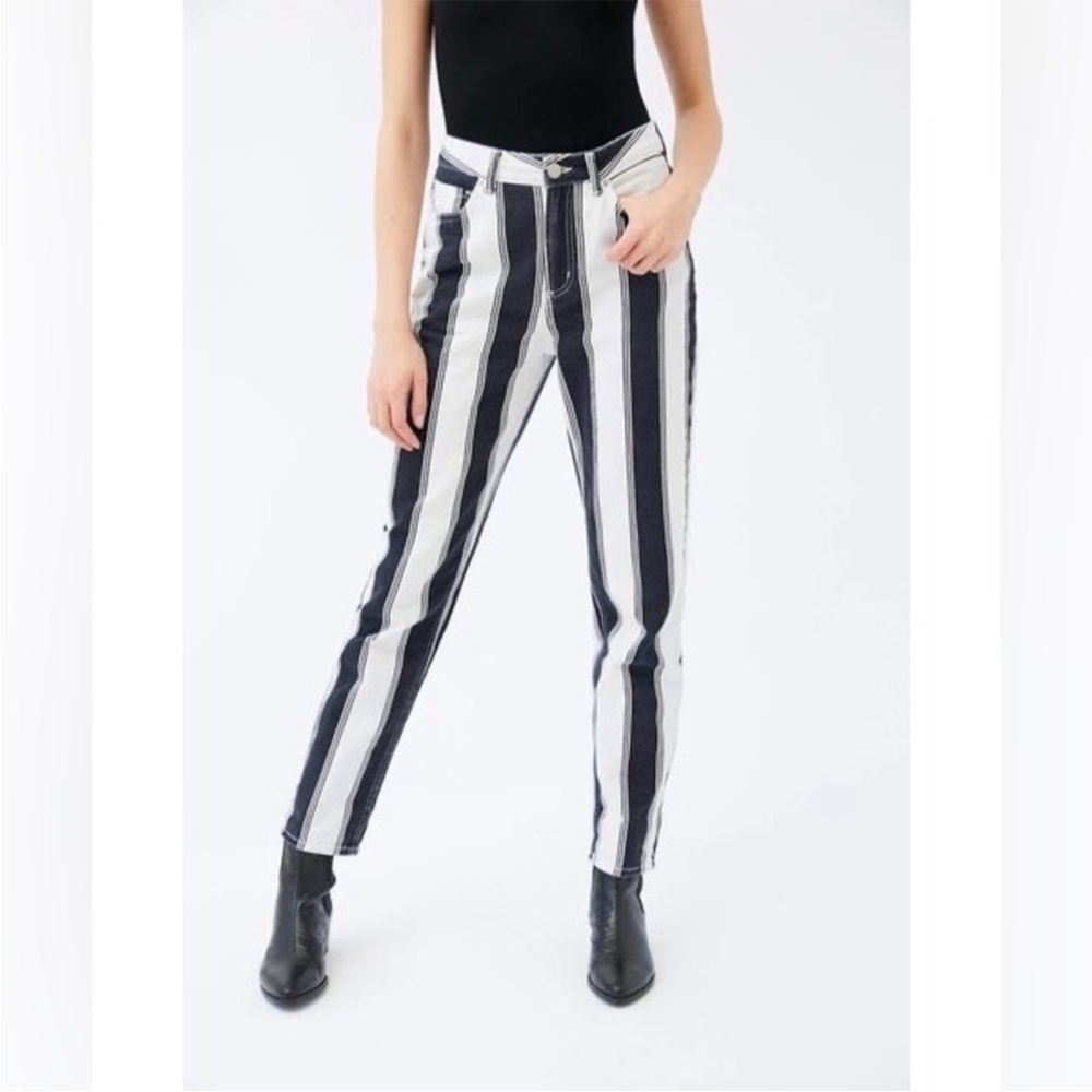 BDG black and white striped mom jeans